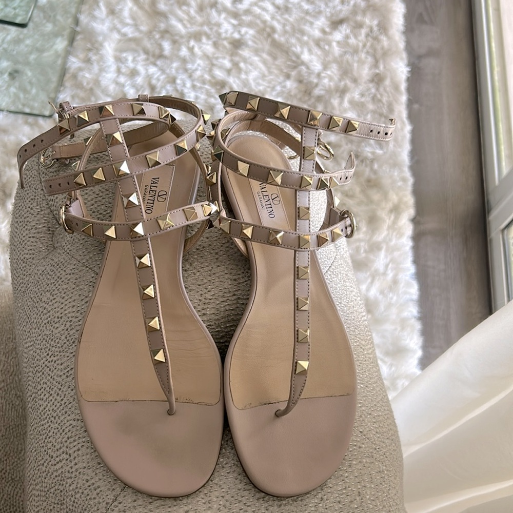 Valentino rock stud beige leather sandals. Excellent condition.